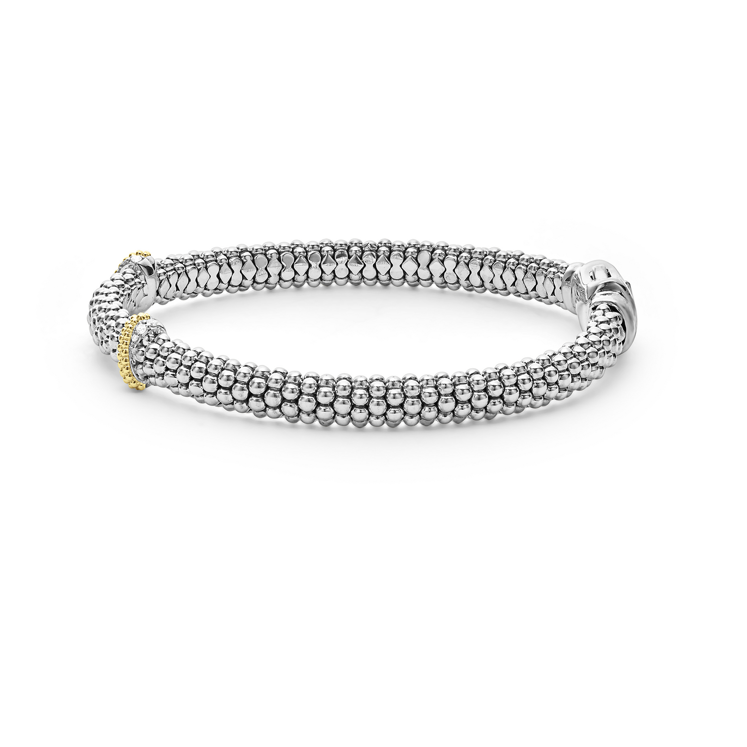 LAGOS Caviar Lux Double X Caviar Diamond Bracelet with 18k Yellow Gold